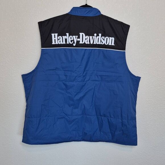 Harley-Davidson Men's Victory Zip Nylon Vest Blue Size 3X - Picture 2 of 7